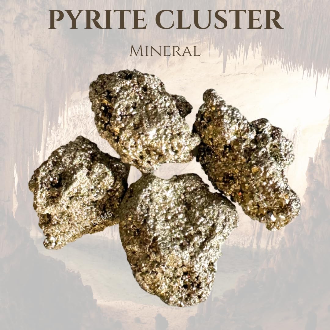 Karma Gems pyrite cluster close-up, raw stones ideal for crafting and display.