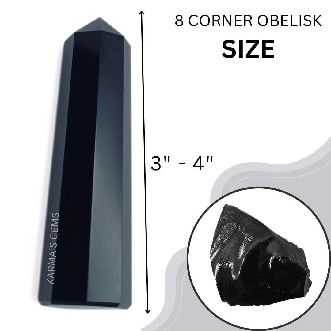 Karma Gems Obsidian Crystal Tower 8 facets apex meditation