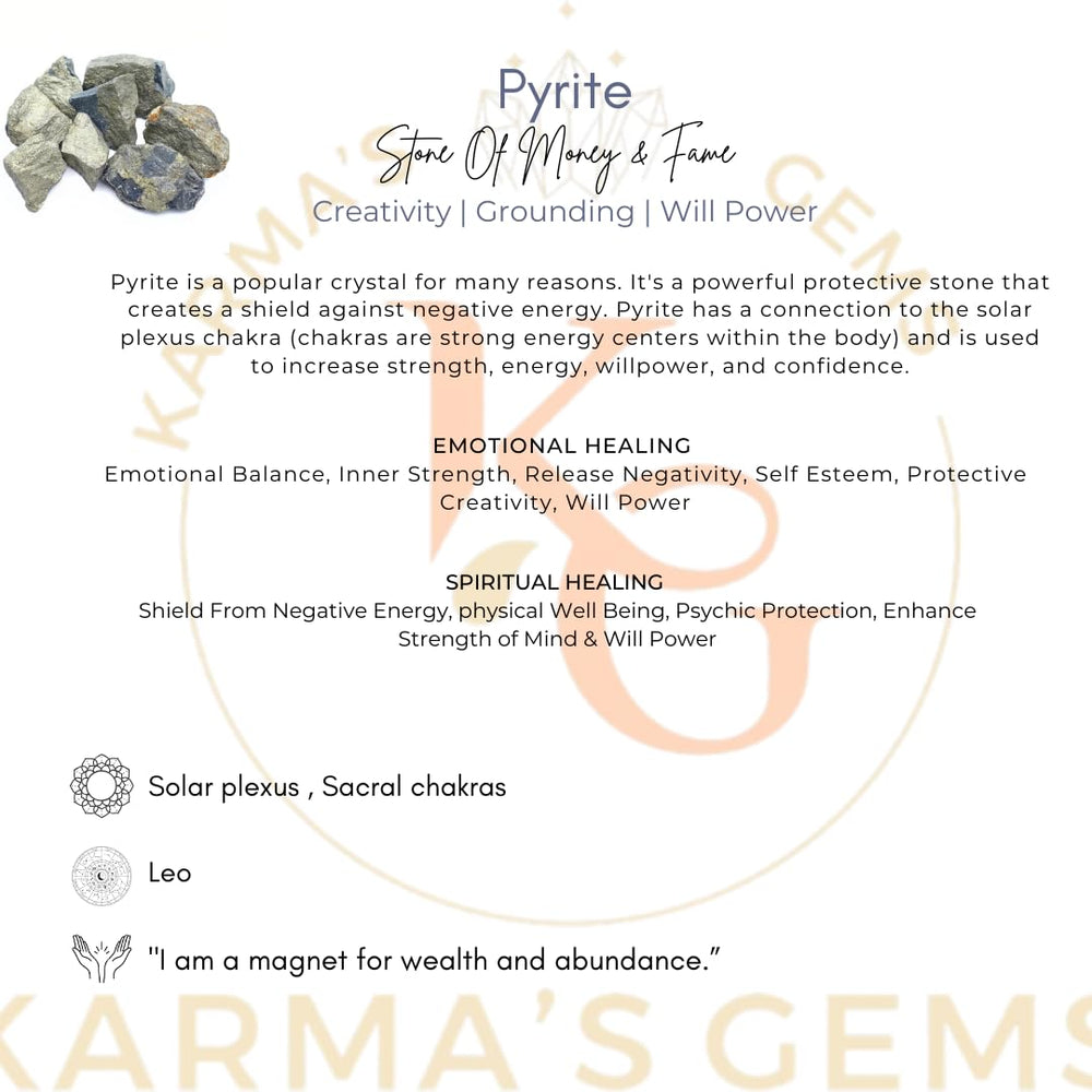 Karma Gems Pyrite: piezas únicas, elegidas y limpiadas para pureza