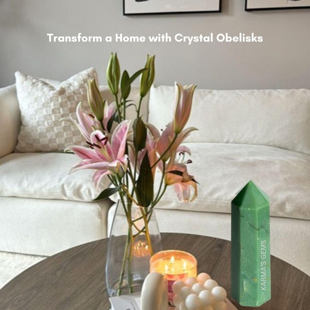 Karma Gems Reiki healing crystal grid with green jade wand inspires intention
