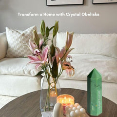 Karma Gems Reiki healing crystal grid with green jade wand inspires intention