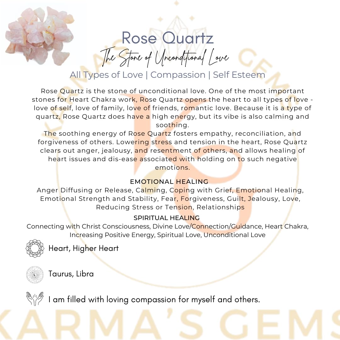 Karma Gems rose quartz display stone brightening shelves with soft energy
