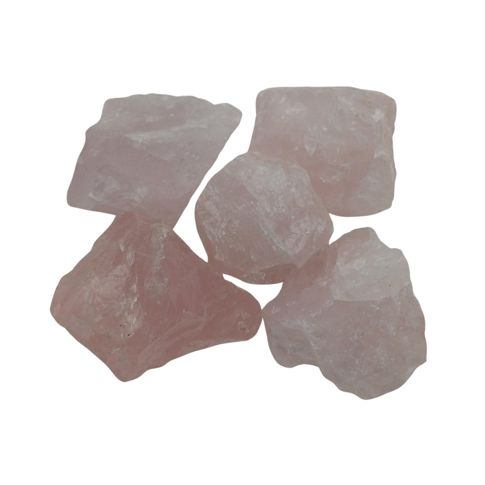 Karma Gems rose quartz rough crystal for meditation and emotional balance.