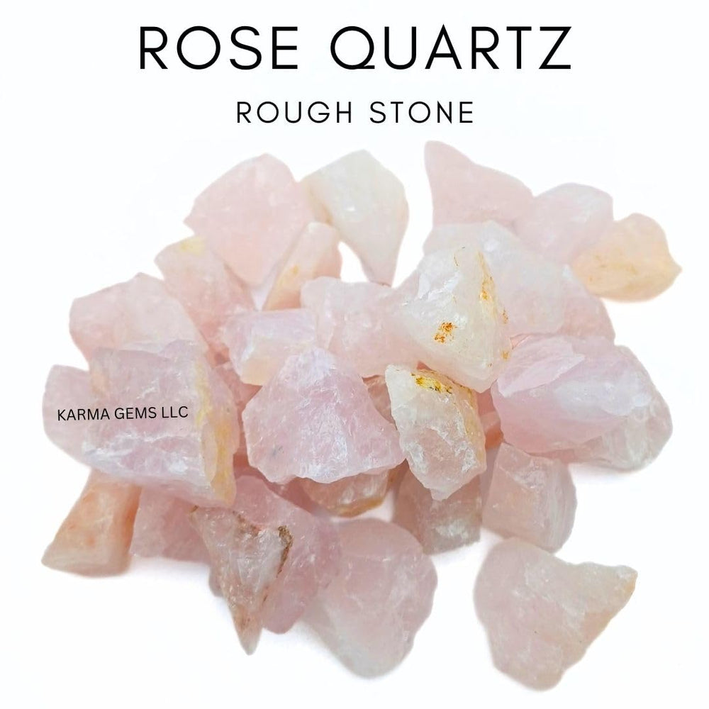 Karma Gems rose quartz rough crystal close-up for chakra balancing rituals.