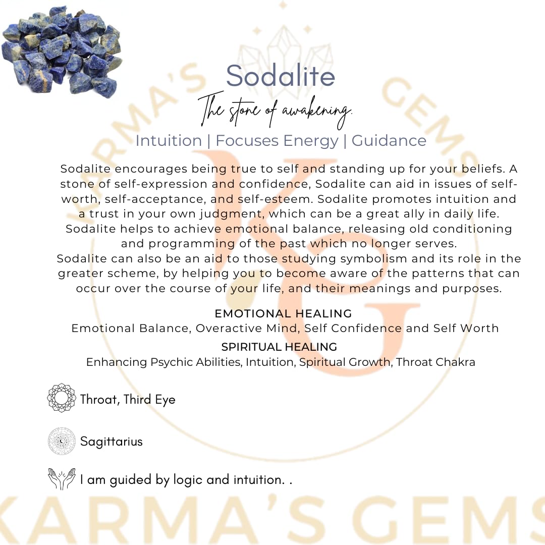 Karma Gems sodalite 1inch+ size pieces for display, meditation and symbolism