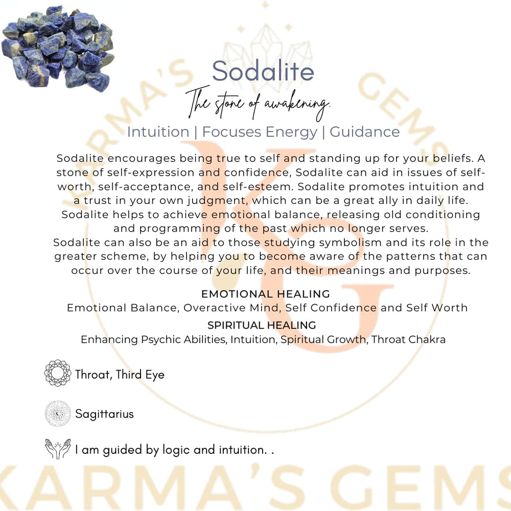 Karma Gems sodalite 1inch+ size pieces for display, meditation and symbolism