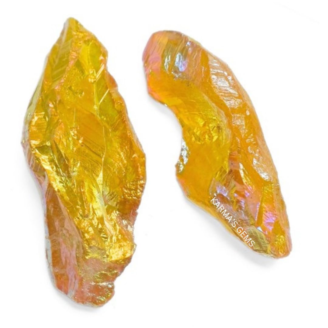 Karma Gems Tangerine Aura Quartz two-piece set for meditation and focus