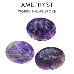 Close-up of Karma Gems Amethyst worry stone showing smooth polish and natural color