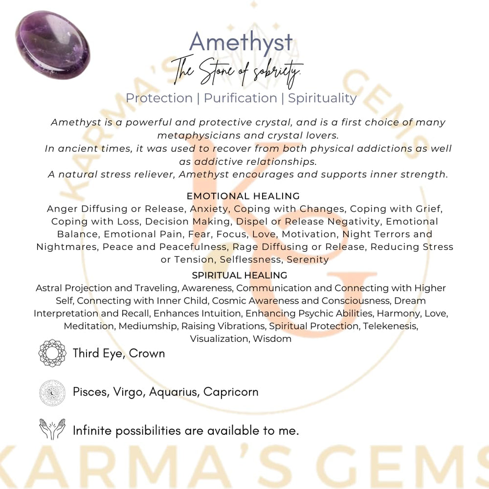 Gift-ready Karma Gems Amethyst worry stone for mindful moments