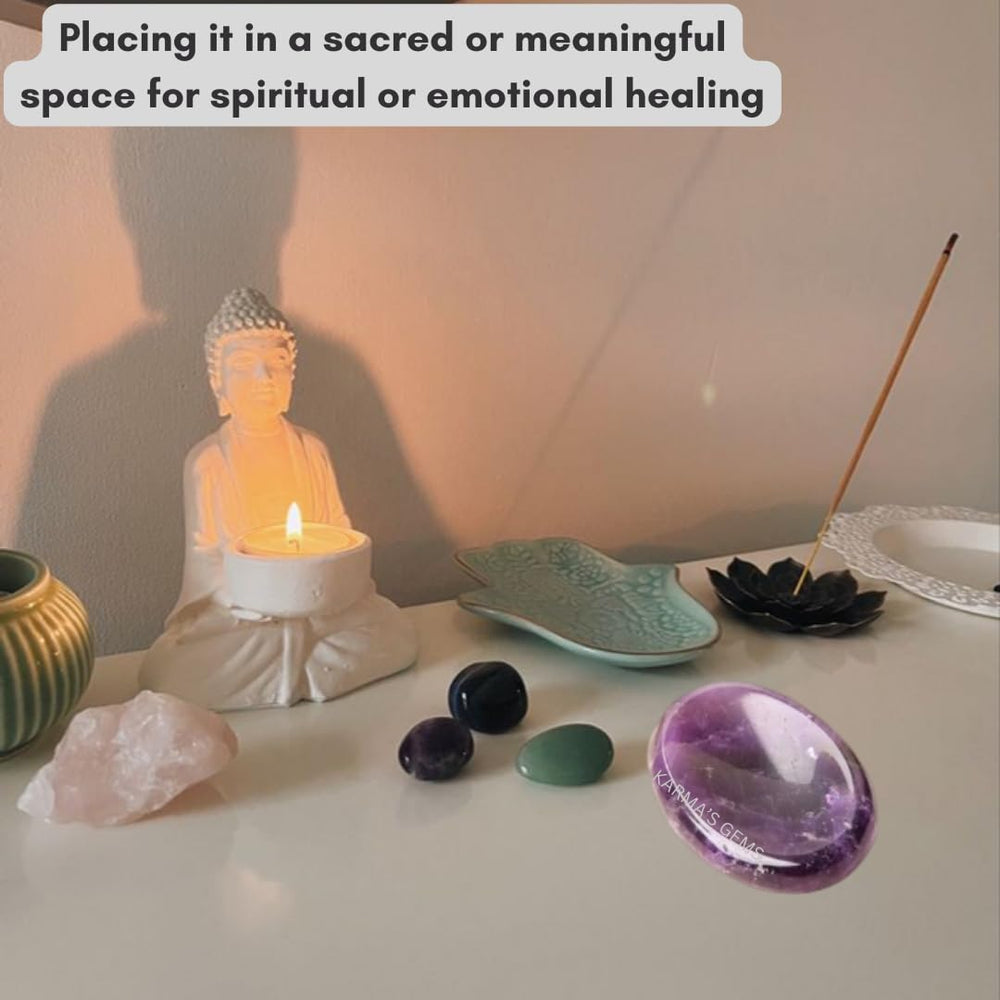 Stone placed on a desk creating a calming workspace with Karma Gems