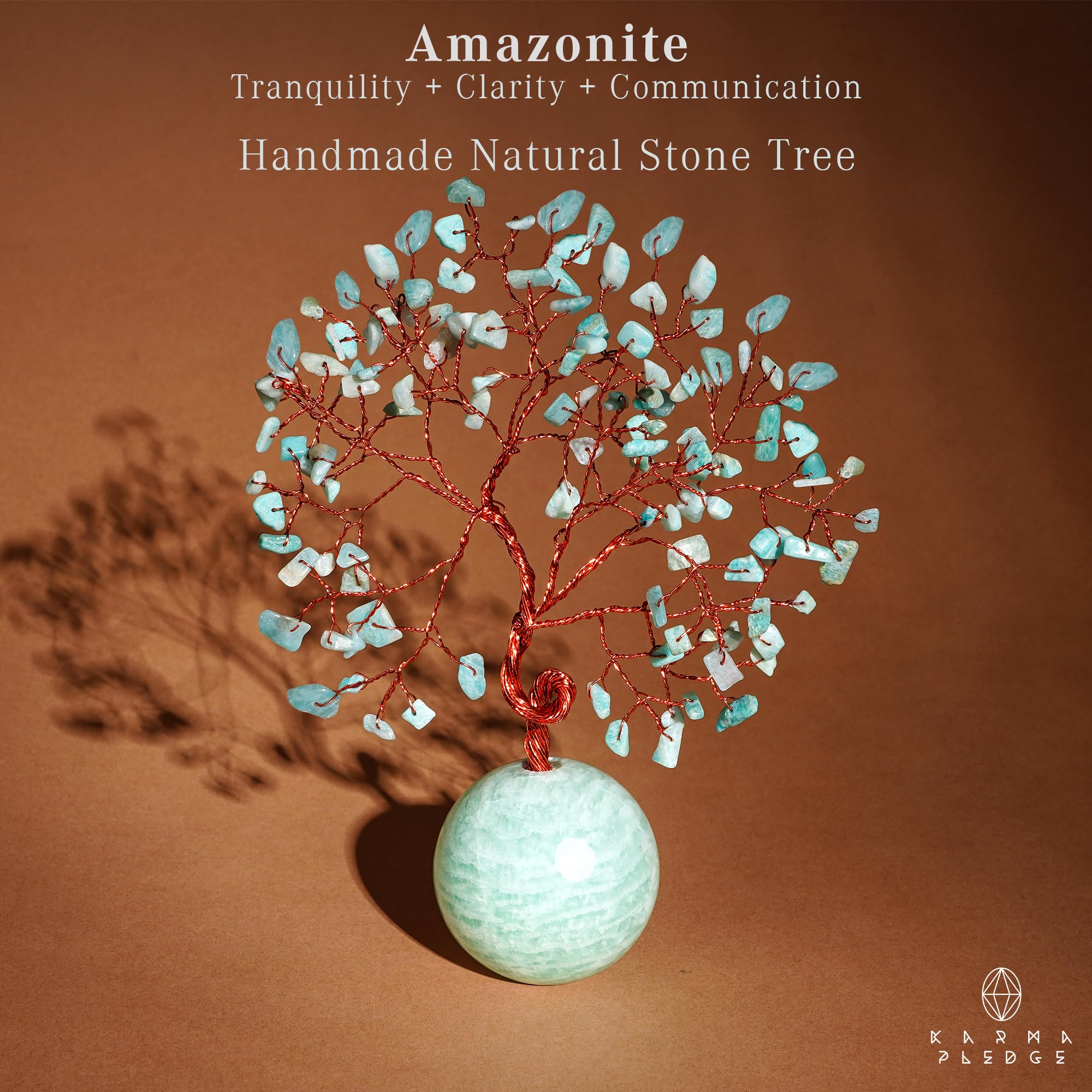 KARMAPLEDGE amazonite branches arranged on wire promote calming ambiance