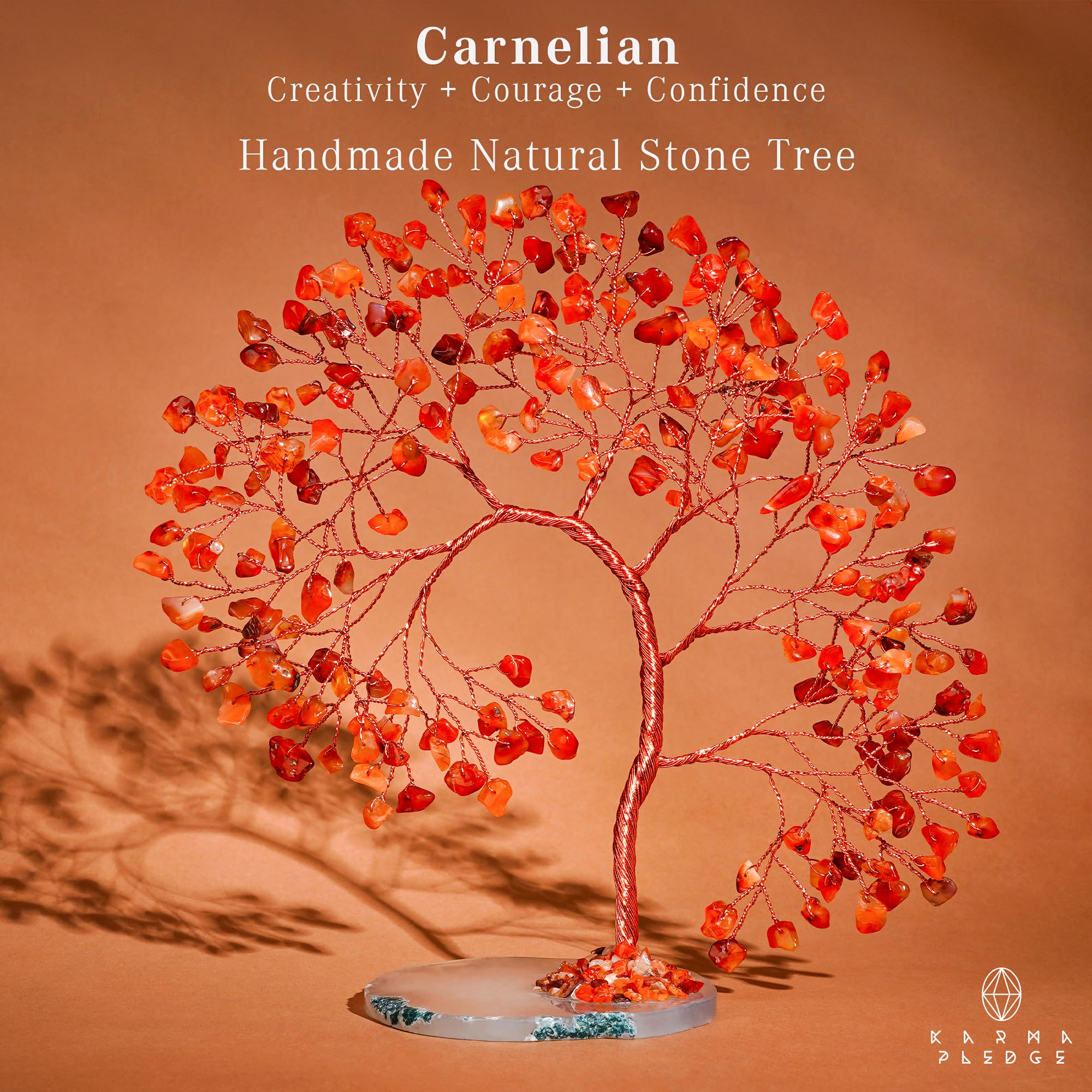 KARMAPLEDGE Carnelian crystals close-up highlighting motivation and creativity in daily spaces