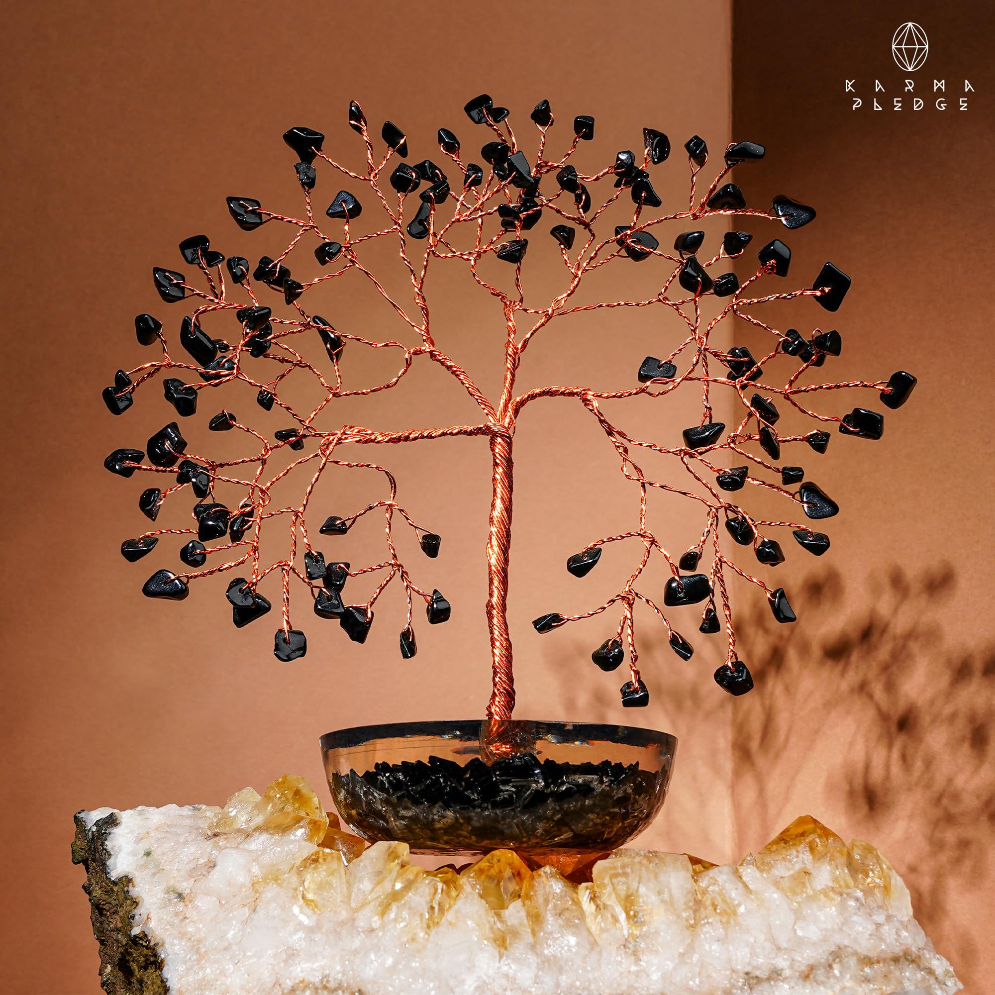 KARMAPLEDGE Bedroom decor crystal tree creates a tranquil bedside display