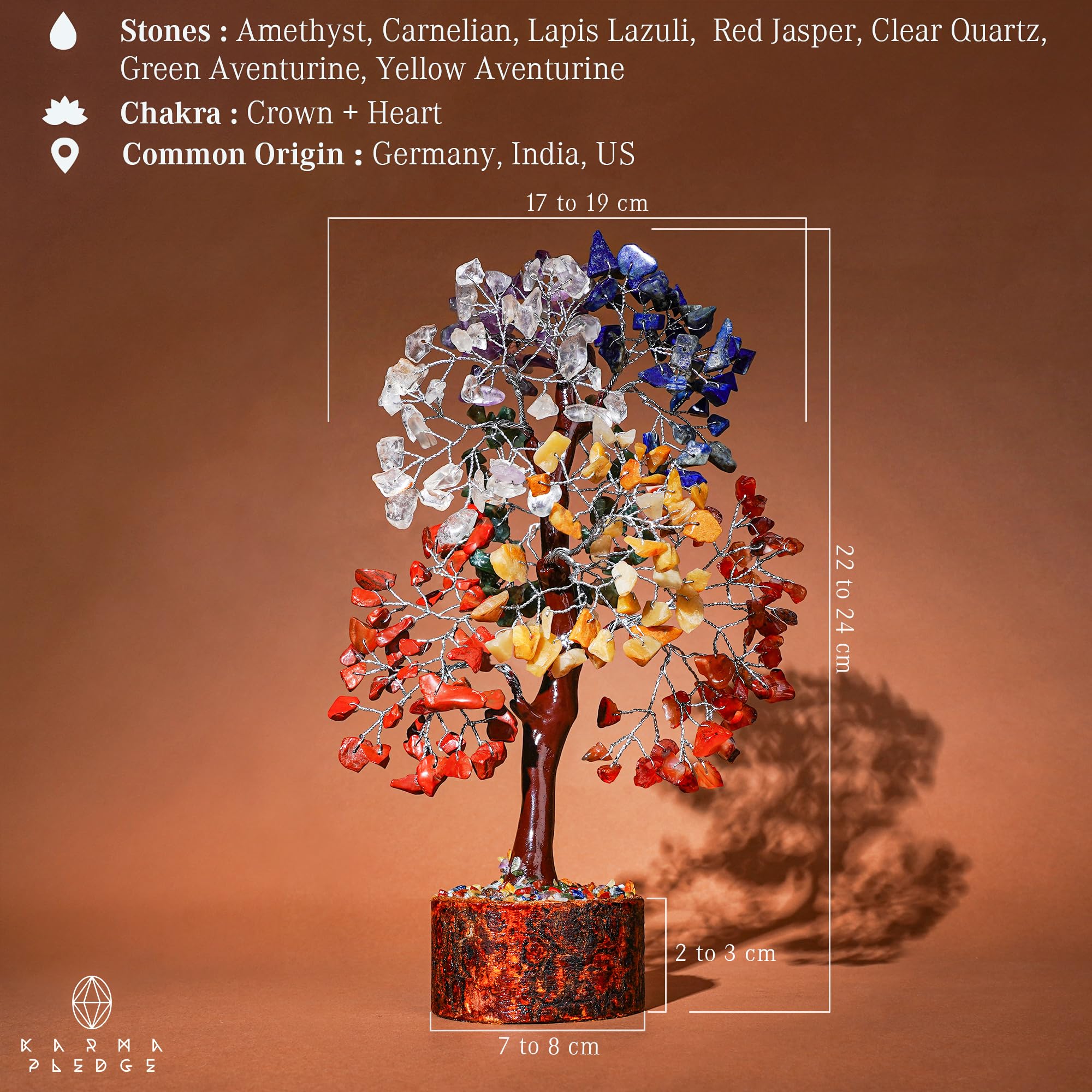 KARMAPLEDGE crystal tree branch detail highlights delicate wirework and sparkling crystals in any room.