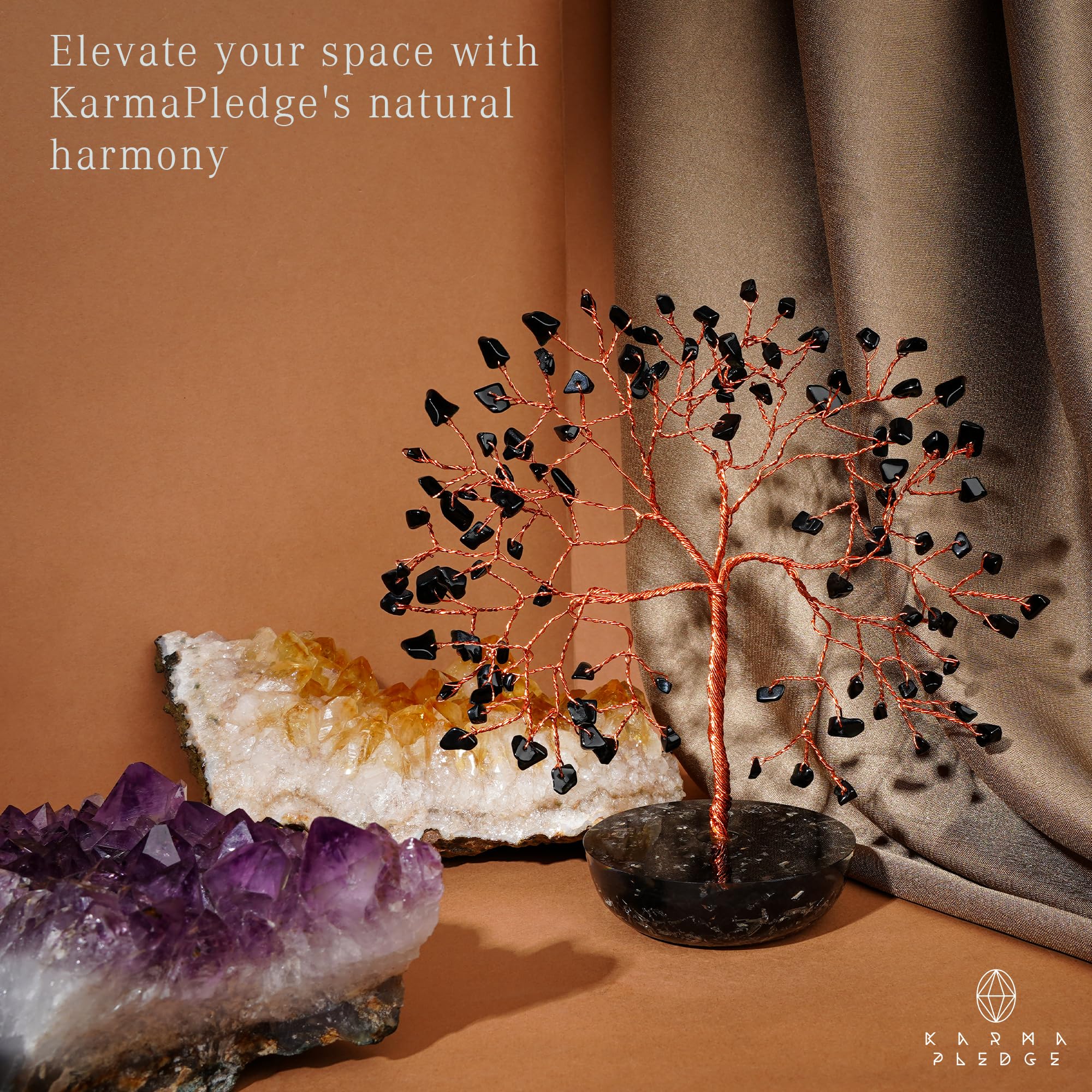 KARMAPLEDGE Crystal Tree close-up reveals natural crystal variations and sparkle