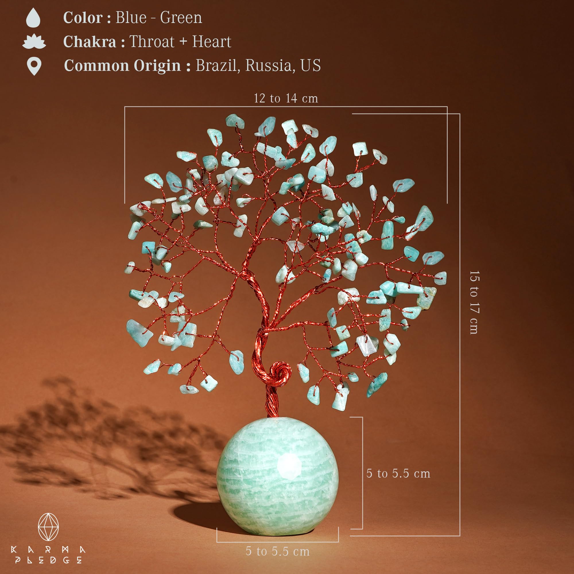 KARMAPLEDGE crystal tree on office desk supports focus and well-being