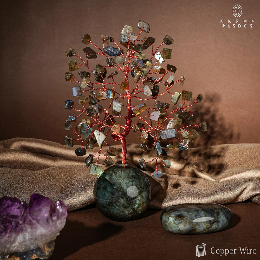 KARMAPLEDGE Crystal Tree desk display enhances a calming work environment.