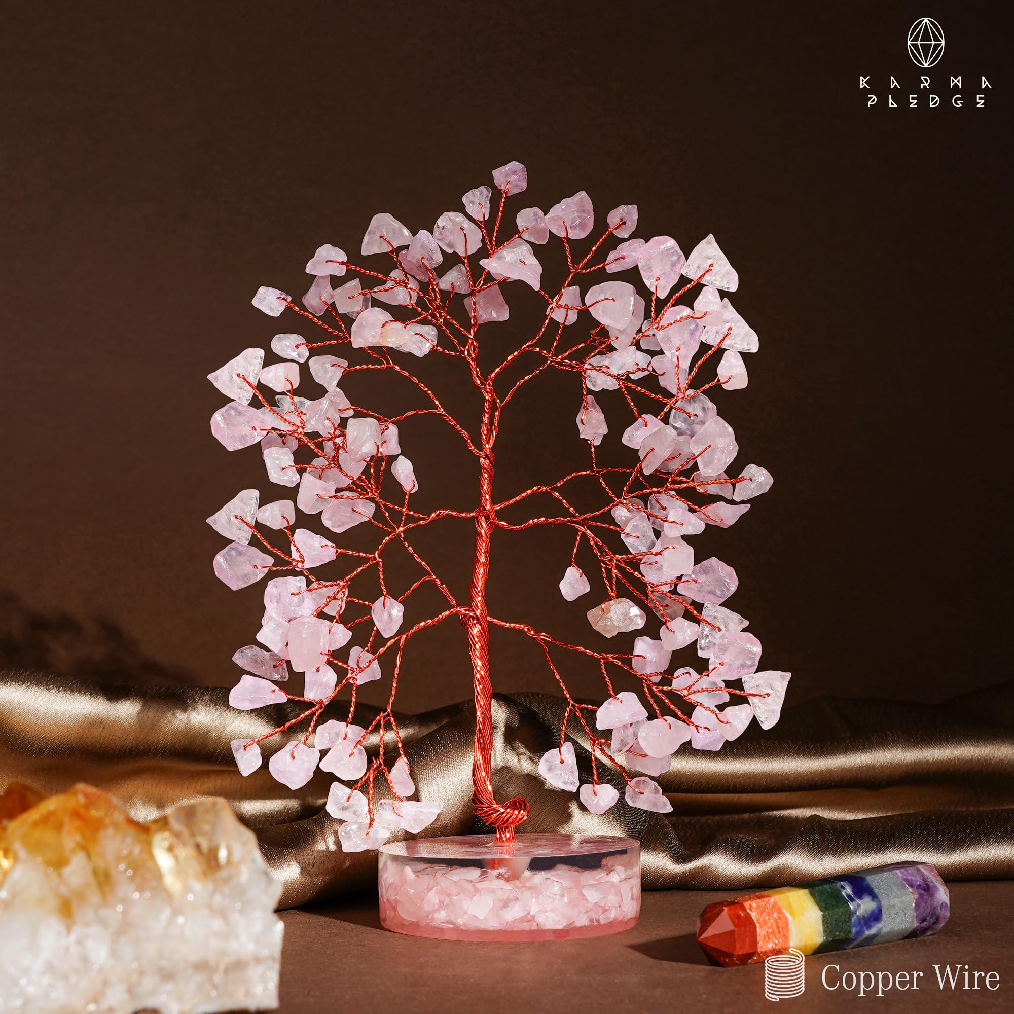 KARMAPLEDGE handmade in India, crystal tree showcases artisan craftsmanship