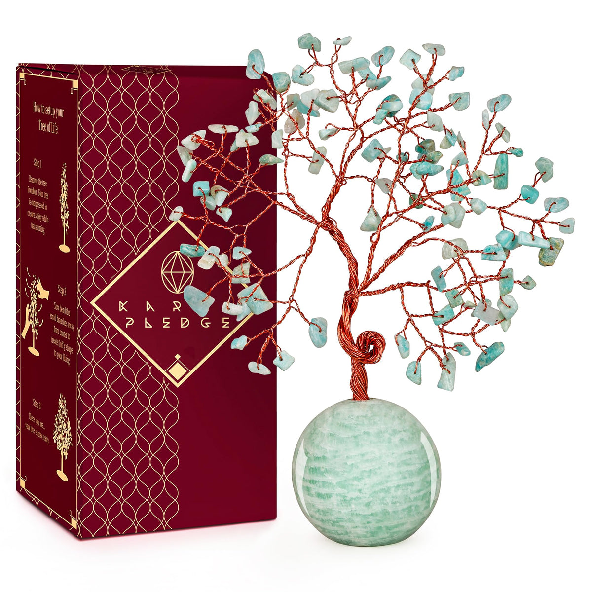 KARMAPLEDGE Crystal Tree of Life on a sturdy base enhances balanced energy at home