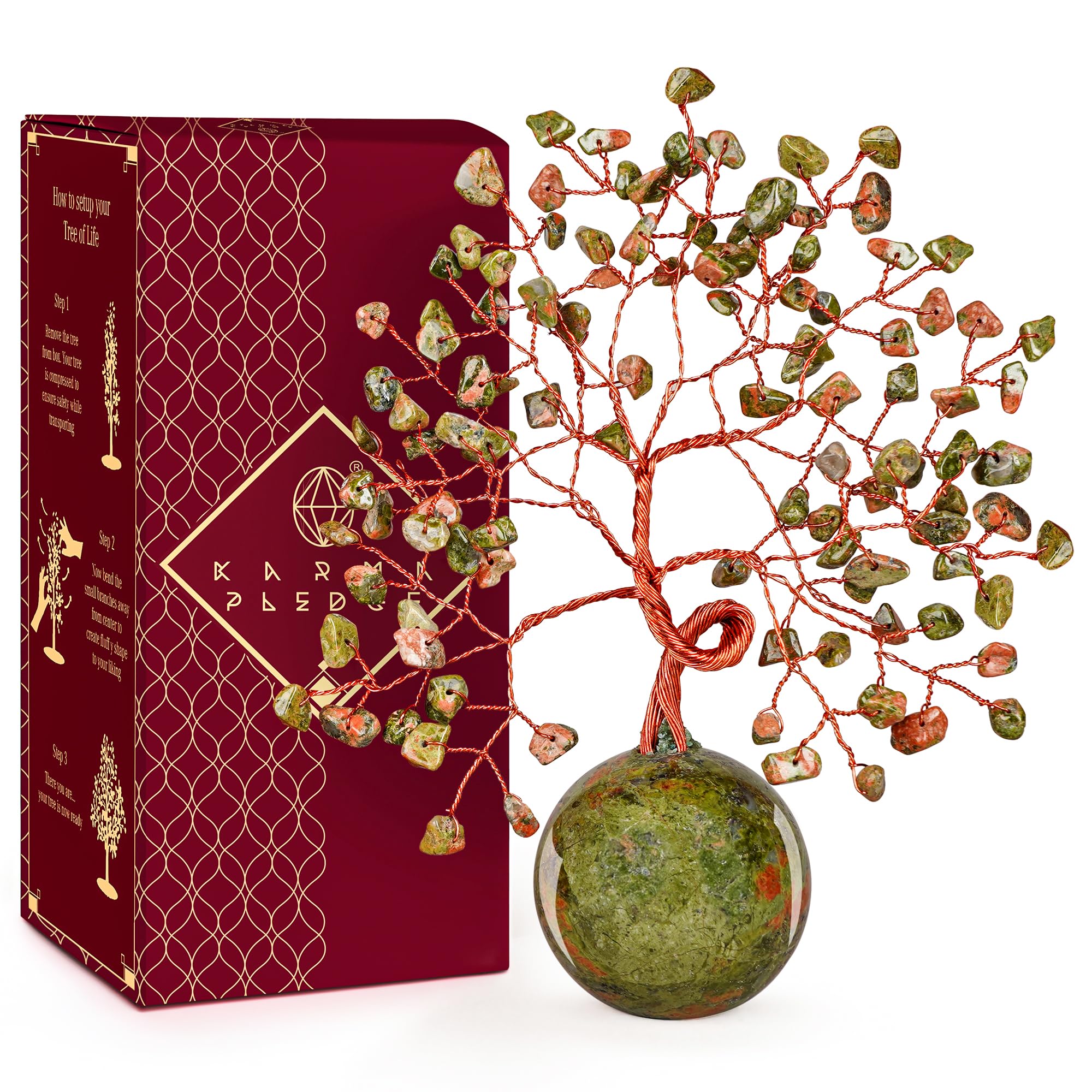 KARMAPLEDGE crystal tree life base promotes balance for home and office.