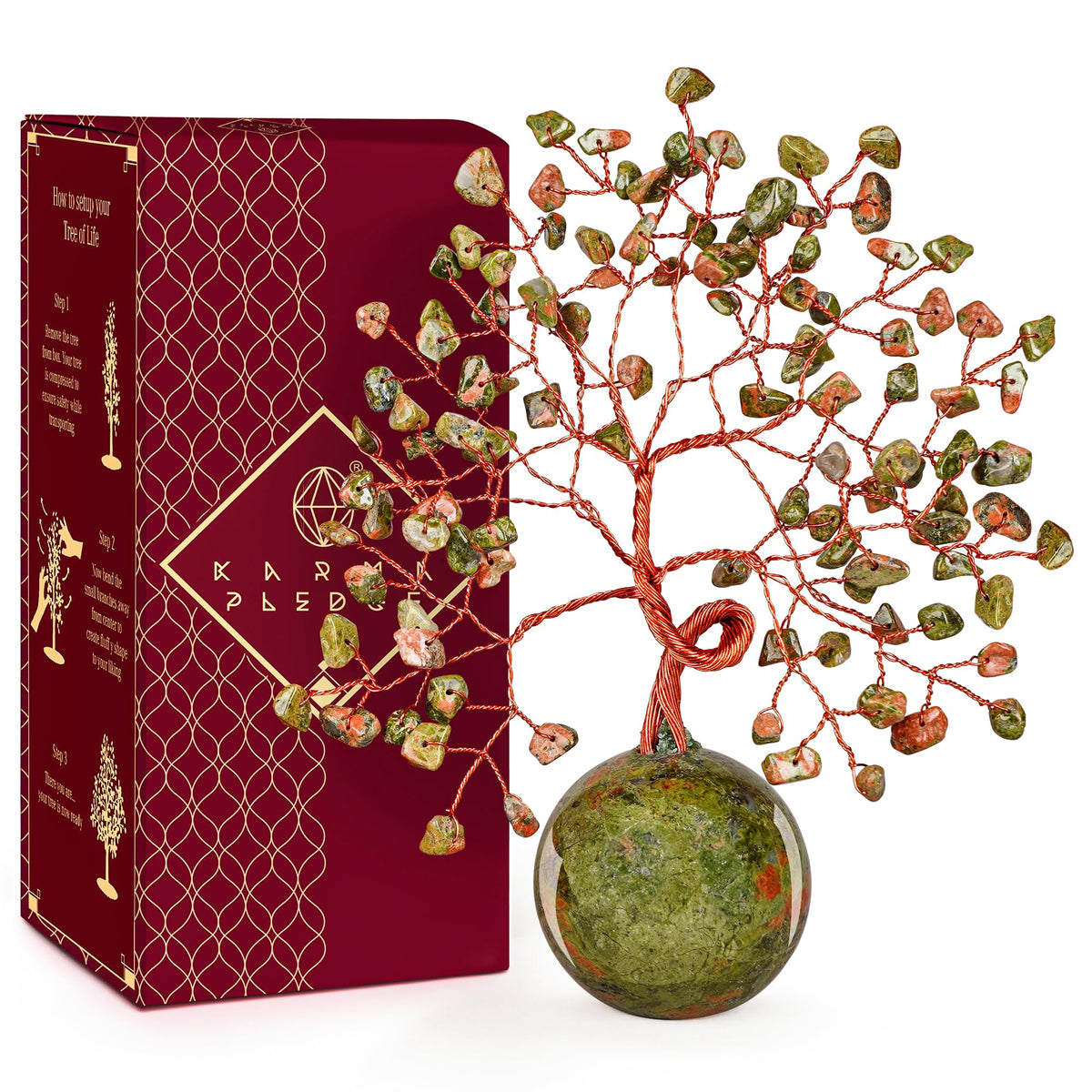 KARMAPLEDGE crystal tree life base promotes balance for home and office.