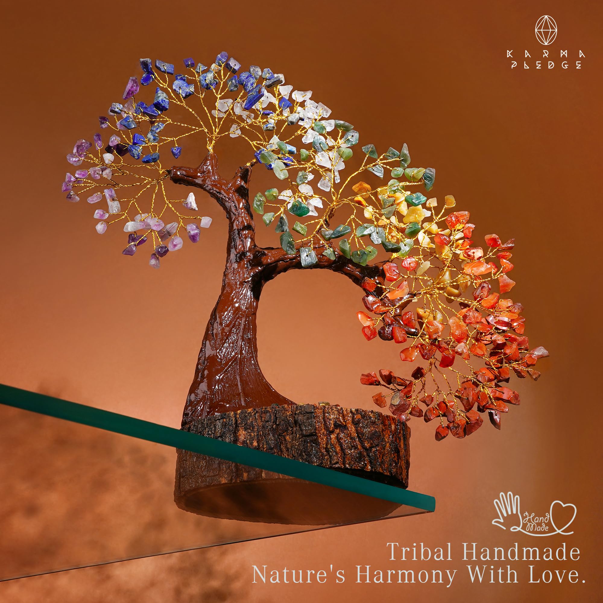 KARMAPLEDGE crystal tree life on desk decor adds serenity and visual appeal