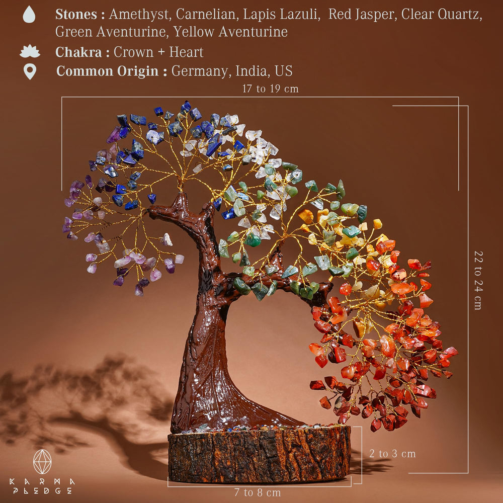 KARMAPLEDGE chakra crystal tree supports calm energy in bedrooms or meditation corners