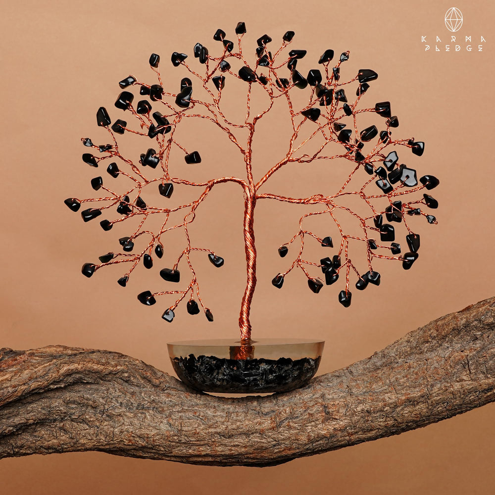 KARMAPLEDGE Meditation space crystal tree invites peaceful reflection