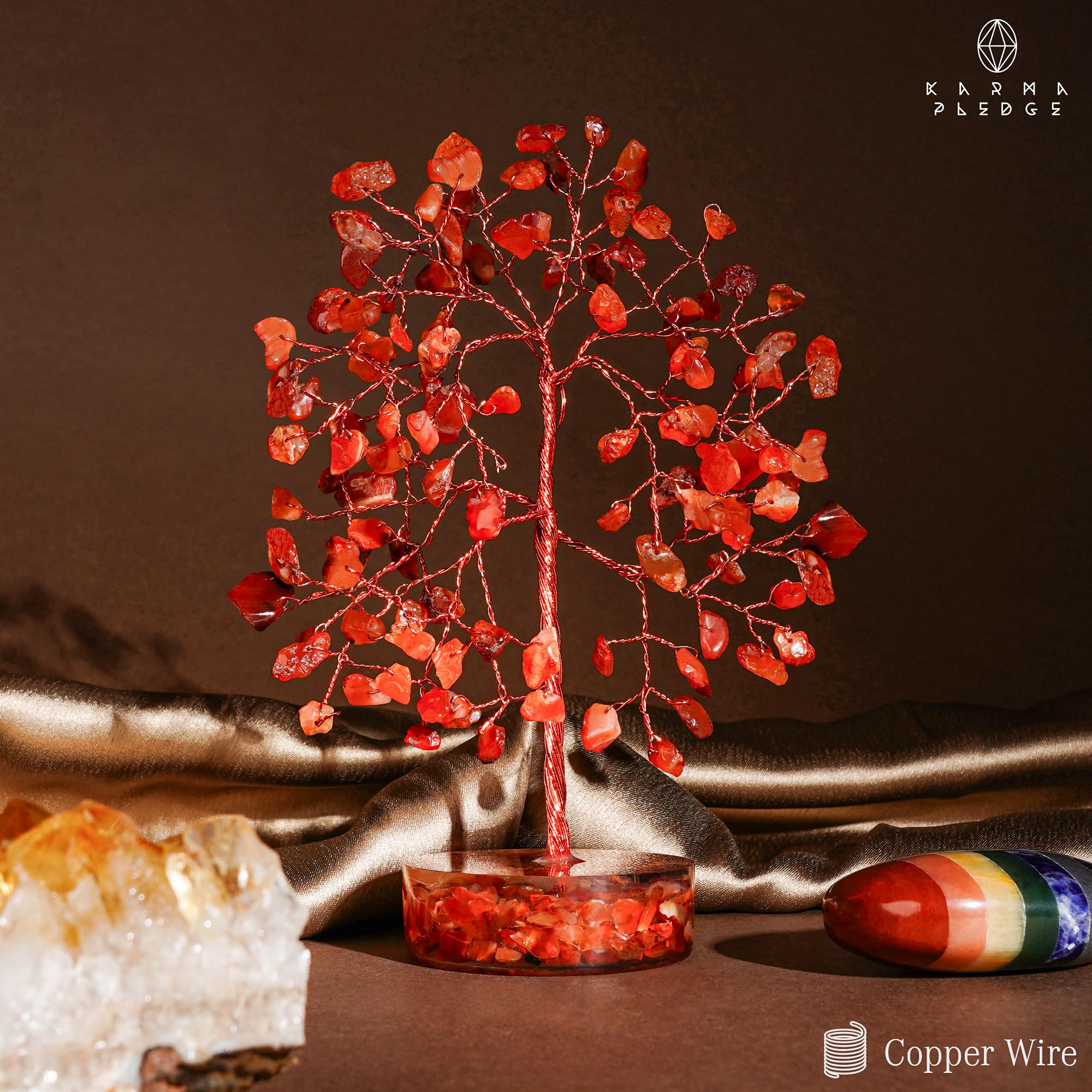 KARMAPLEDGE crystal tree office tabletop decor adds serenity to workspaces.