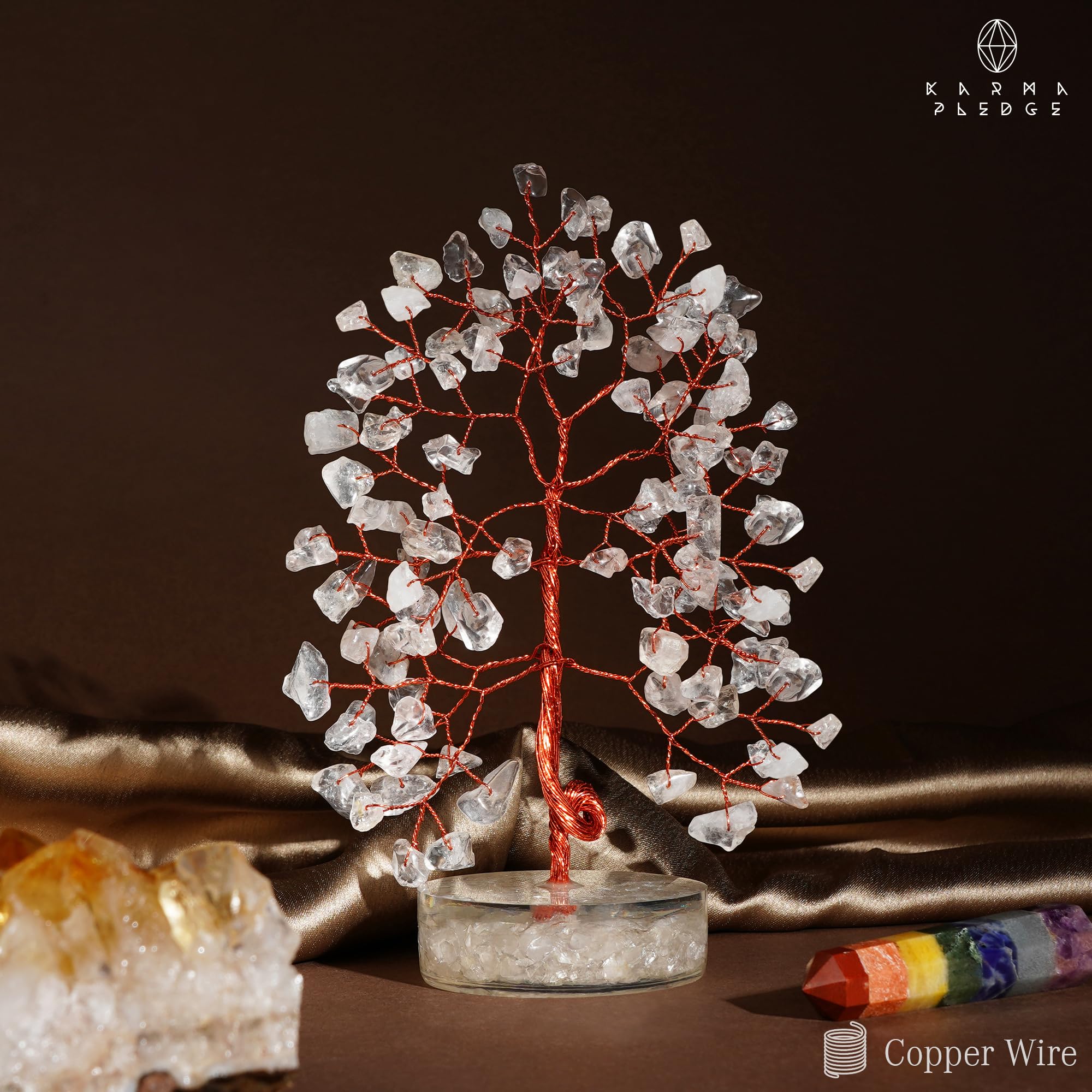 KARMAPLEDGE Crystal Tree orgone base anchoring the sculpture