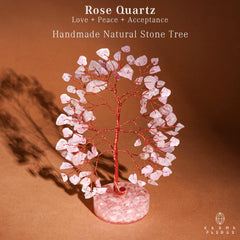 KARMAPLEDGE crystal tree rose quartz base displays orgone foundation for calm spaces
