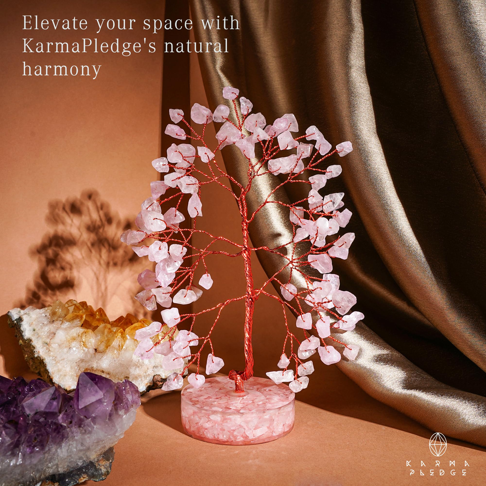 KARMAPLEDGE crystal-tree shelf display adds harmonious ambiance to any room