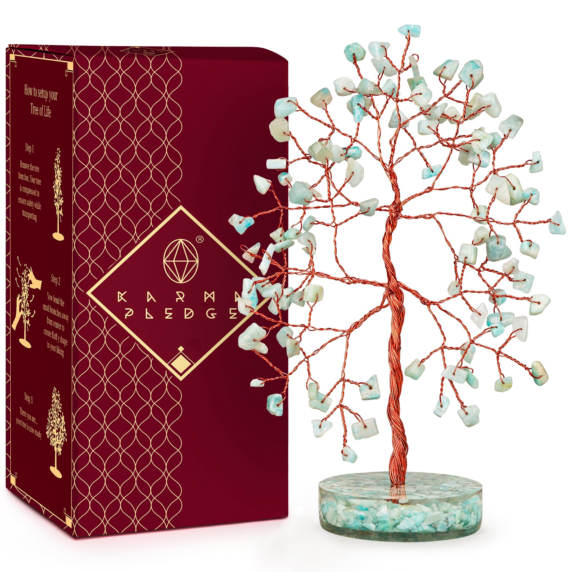 KARMAPLEDGE crystal tree tabletop decor promoting balanced energy and serene spaces