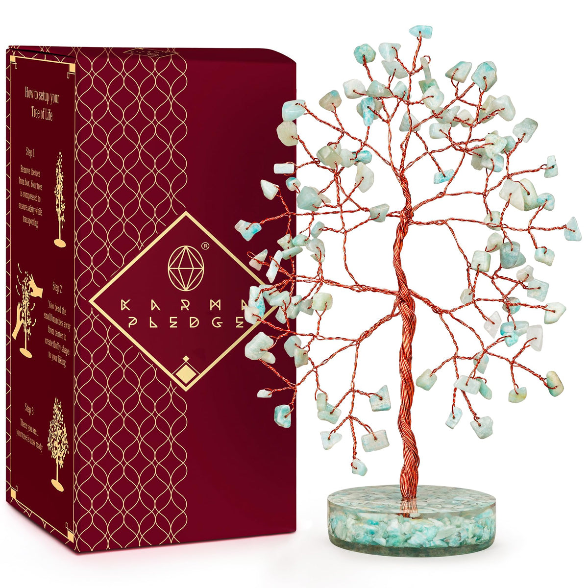 KARMAPLEDGE crystal tree tabletop decor promoting balanced energy and serene spaces