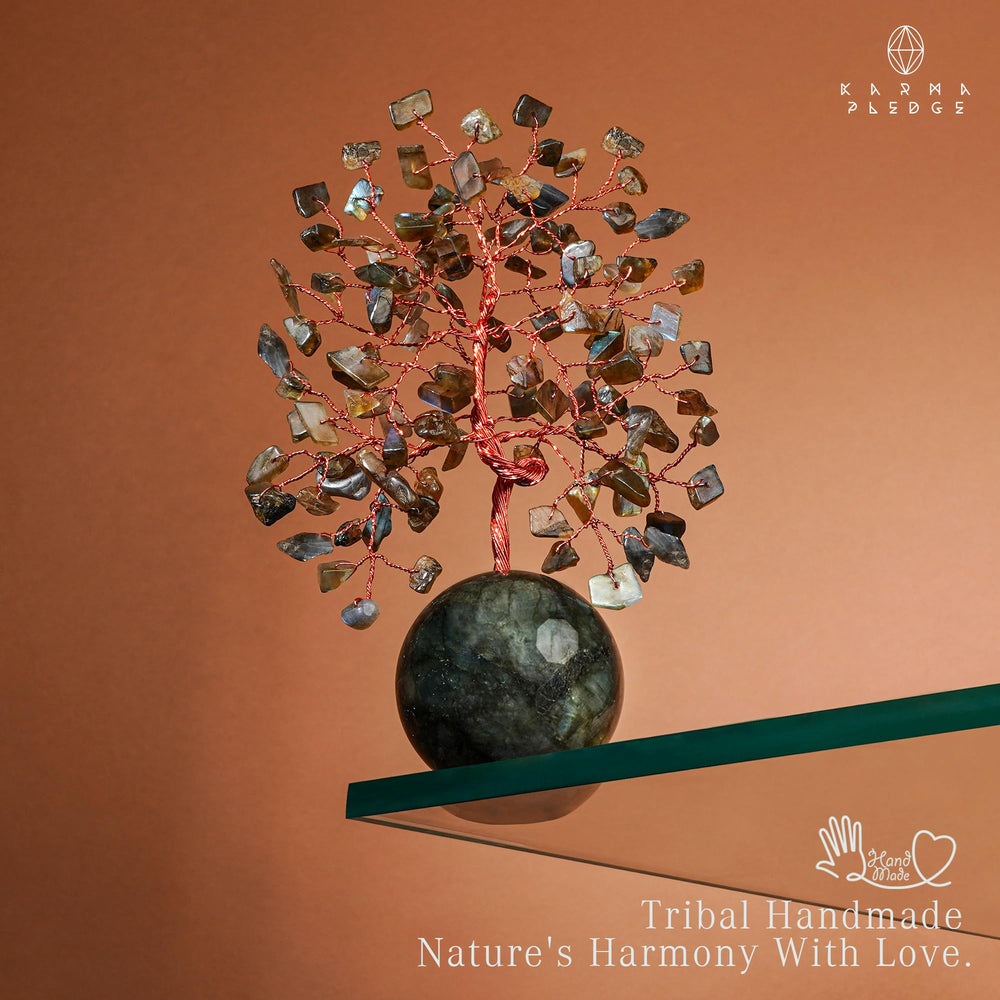 KARMAPLEDGE Crystal Tree tabletop decoration adds elegance to any room.