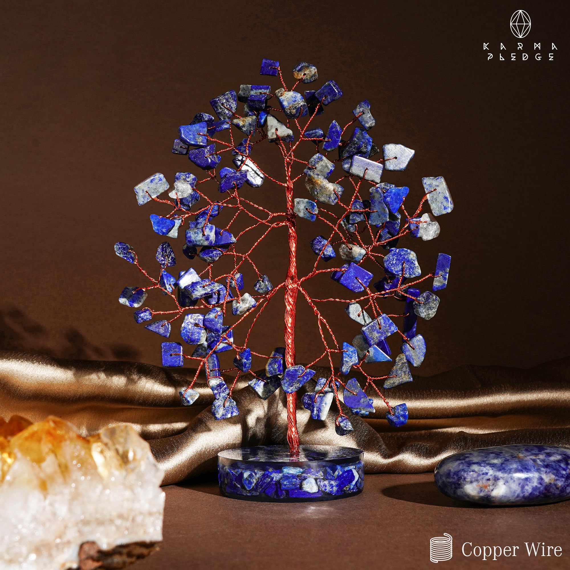 KARMAPLEDGE handcrafted crystal tree bonsai showcases artisan detail and color variations