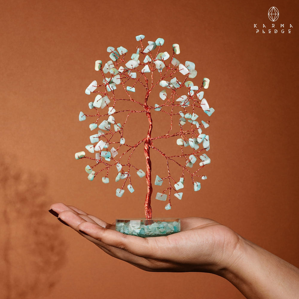 KARMAPLEDGE handmade crystal tree from India with natural variations