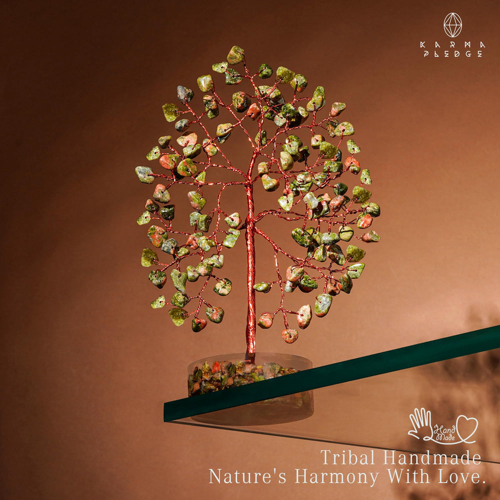 KARMAPLEDGE home office crystal tree decor creates a peaceful work environment.
