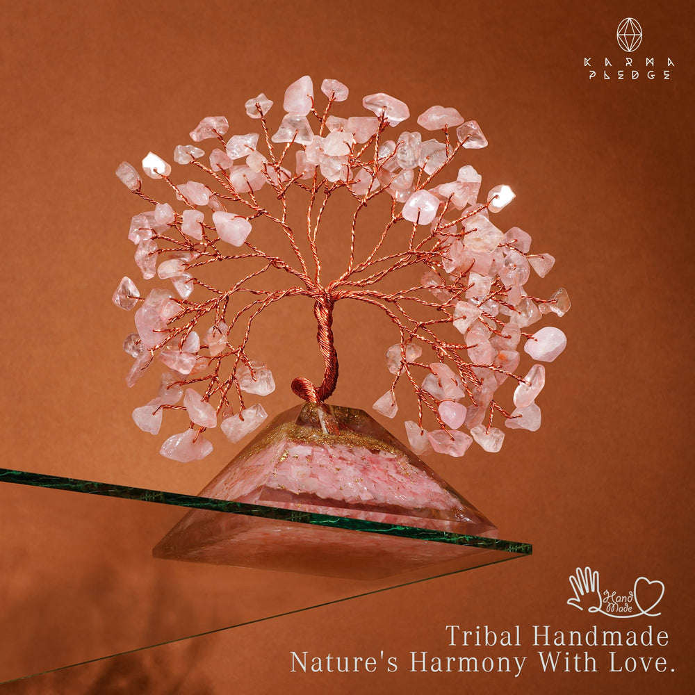 KARMAPLEDGE Rose Quartz Crystal Tree comes in gift-ready packaging for loved ones.