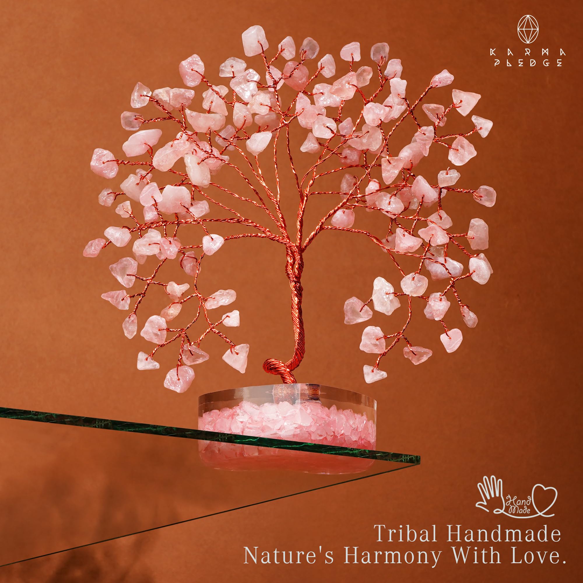 KARMAPLEDGE Rose Quartz Crystal Tree is a thoughtful gift option.