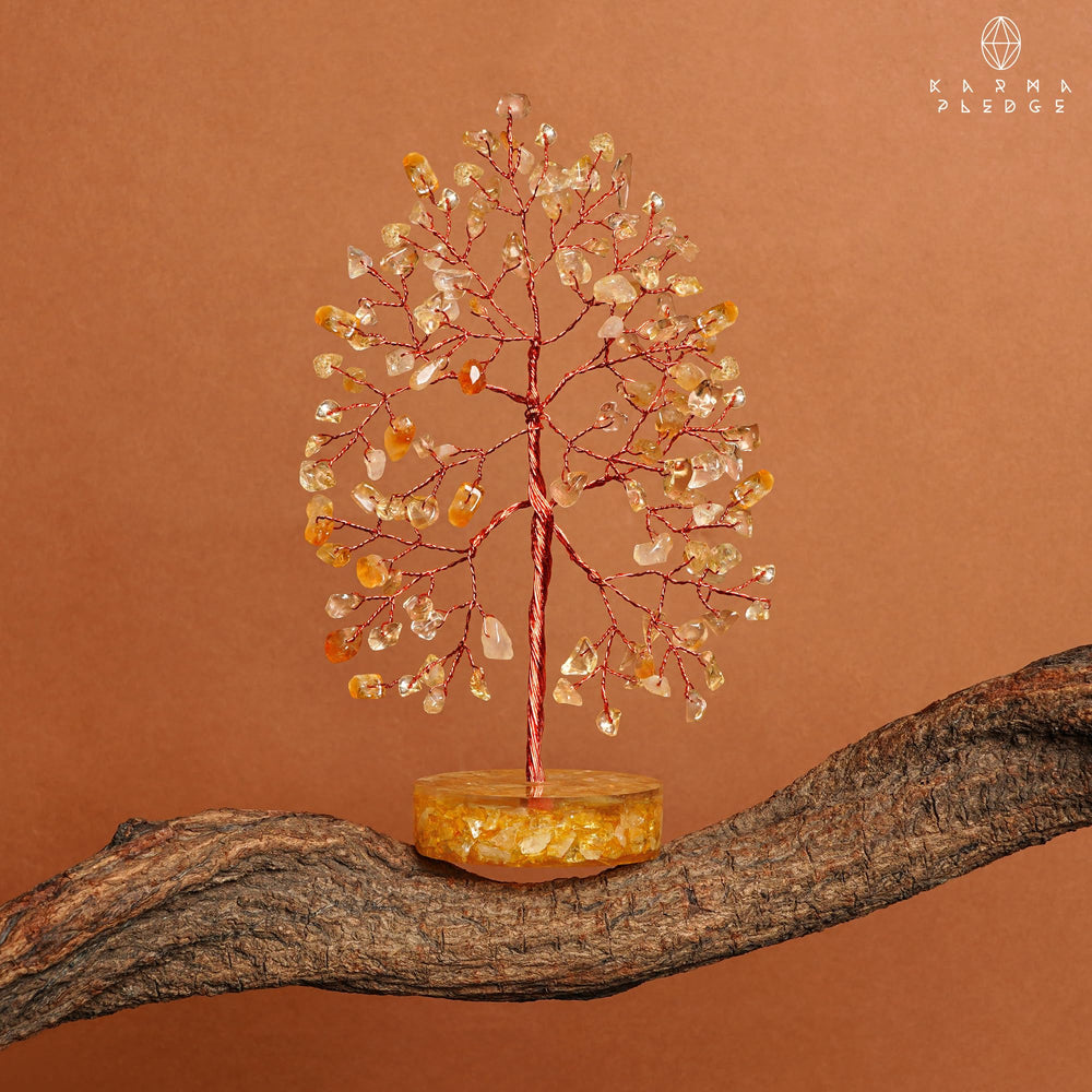 KARMAPLEDGE Tabletop-display-ready crystal tree on a desk or shelf