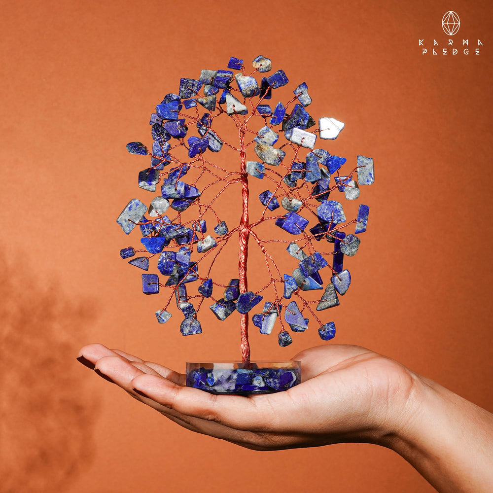KARMAPLEDGE tree of life with lapis lazuli symbolizes protection and prosperity