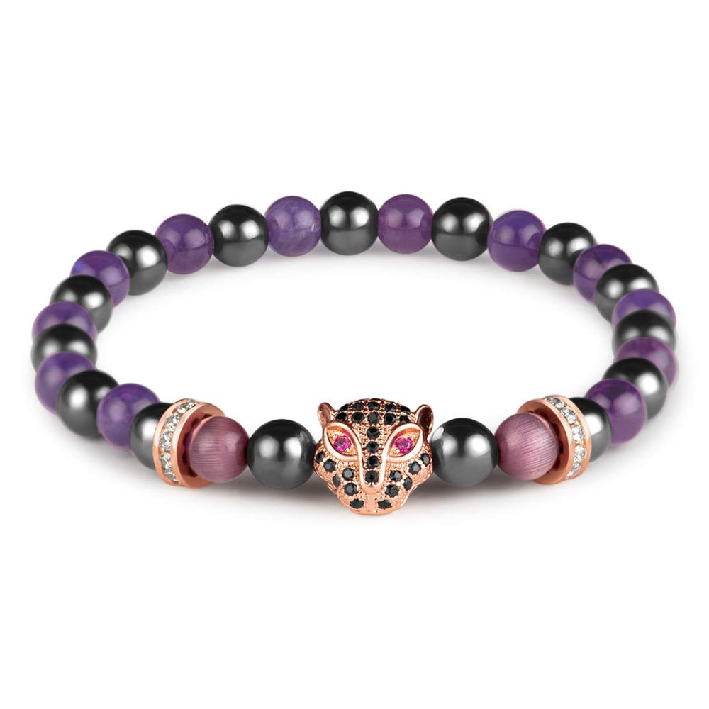 Karseer Rose Gold Panther Head detail adds elegant magnetic energy touch.