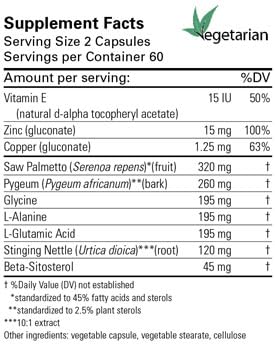 Karuna Prostate Plus capsules close-up showing vegetarian formula for vitality
