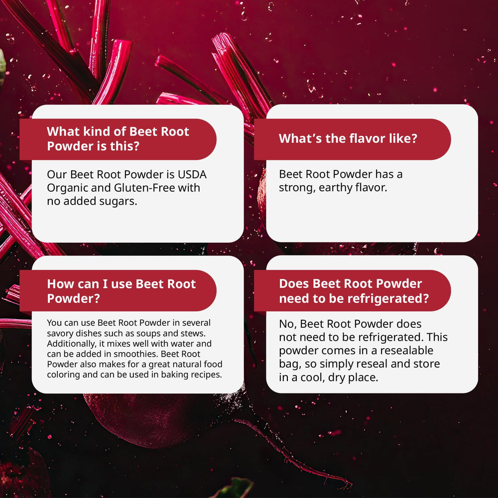 Kate Naturals beet root powder label close-up with organic certification