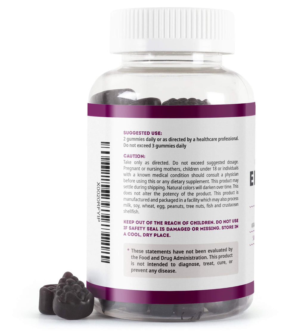 Kate Naturals Elderberry Gummies elderberry fruit illustration highlighting natural ingredients.