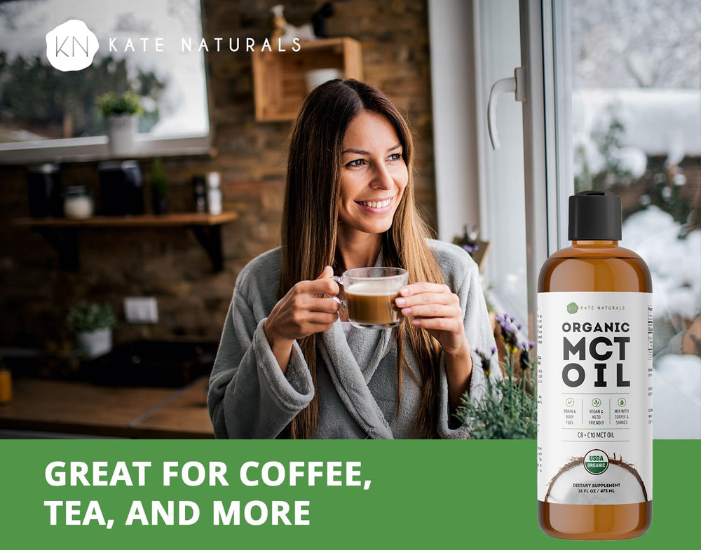 Kate Naturals MCT Oil organic label — certified organic, pure MCT.