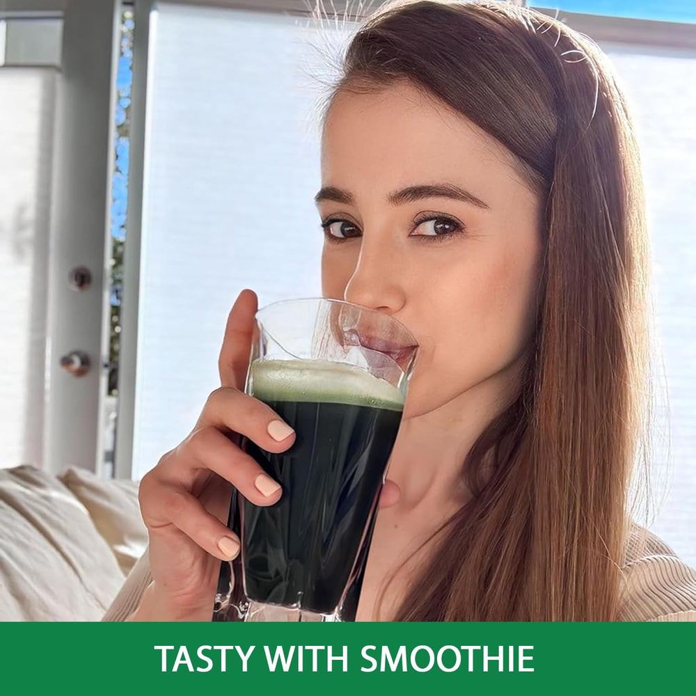 Scoop of Kate Naturals spirulina powder ready for a protein-packed shake