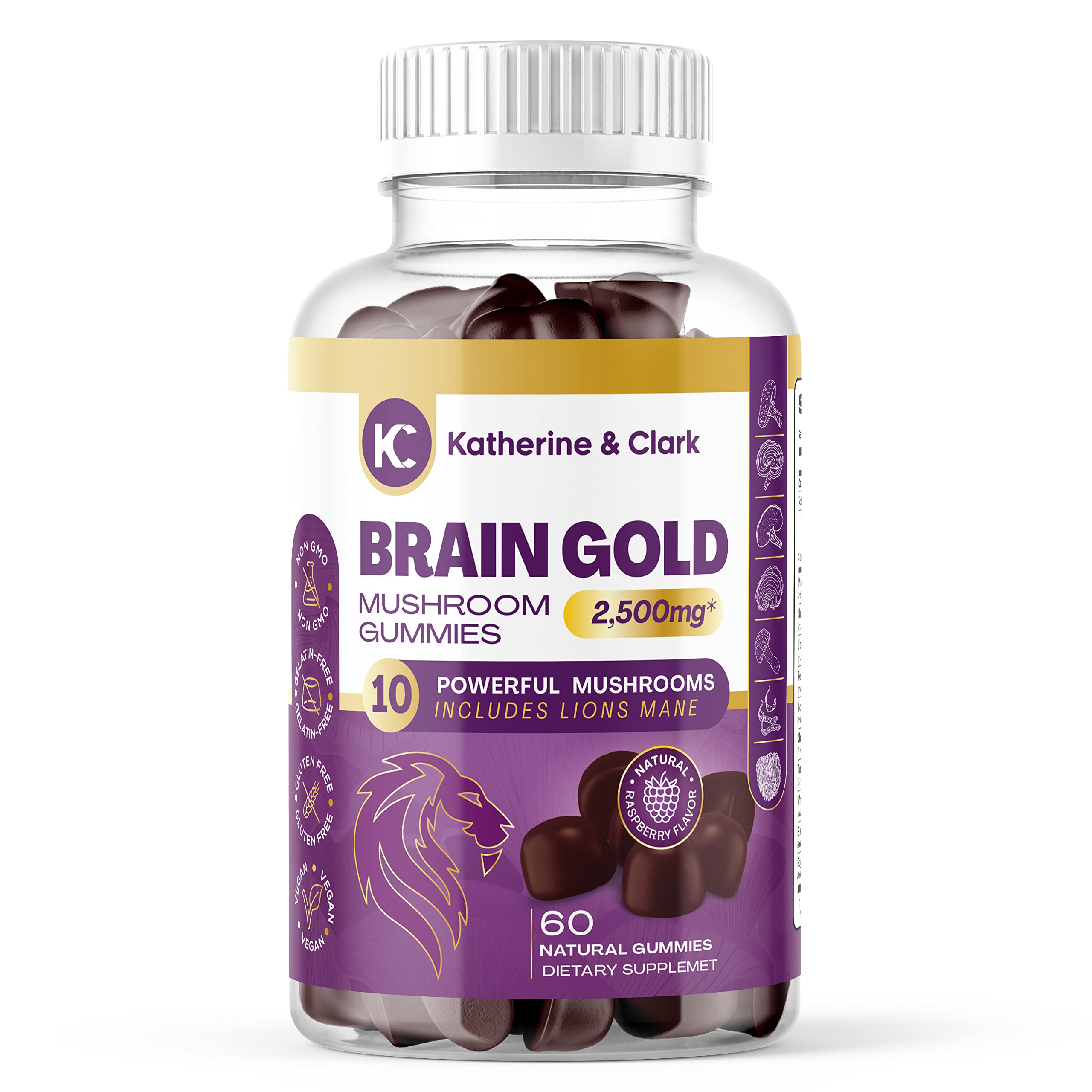 Katherine and Clark Brain Gold bottle for convenient daily immune support.