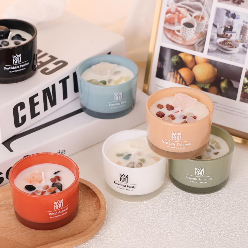 KAV Dancing Rain aromatherapy candle creates a calming home atmosphere.